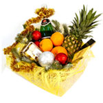 Charming Gift Basket of Champagne, Chocolate N Fruits