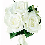 This pearl bouquet is composed of 3 white roses el...