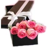 Designed Box of Pink Roses