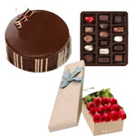 Delightful Combo of 12 Red Roses, Chocolate Cake and Chocolates