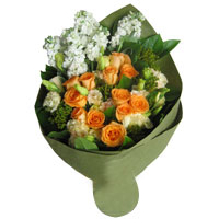 Brilliant Bouquet of 1 Dozen Peach Rose with Greenery