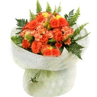 Breathtaking Orange Roses N Carnations Arrangement
