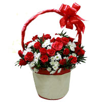 Ornamental Basket of Red Roses
