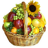 Bountiful Fresh Fruits and Flowers Basket