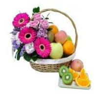 Luxurious Flowers and Fruits Basket