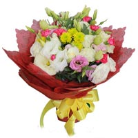 Blushing Flower Arrangement in Round Bouquet