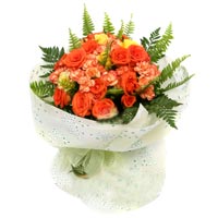 Artistic Orange Colored Flower Bouquet