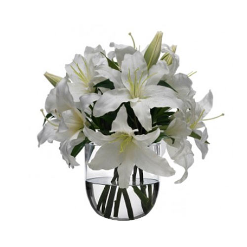 White Lilies in Glass Vase