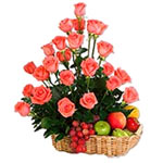 Fresh Fruit and Flower Basket