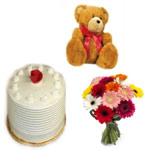 Sweet Vanilla Cake with Cute Teddy in New Year