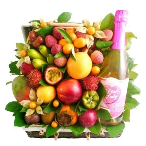 Sweet Pink Fruity Flower Basket