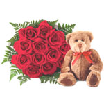 One dozen Roses and a cute ted...