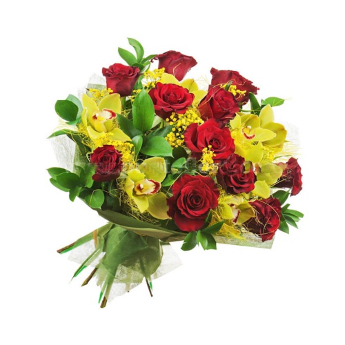 Heres a flower arrangement designed for brides wit...
