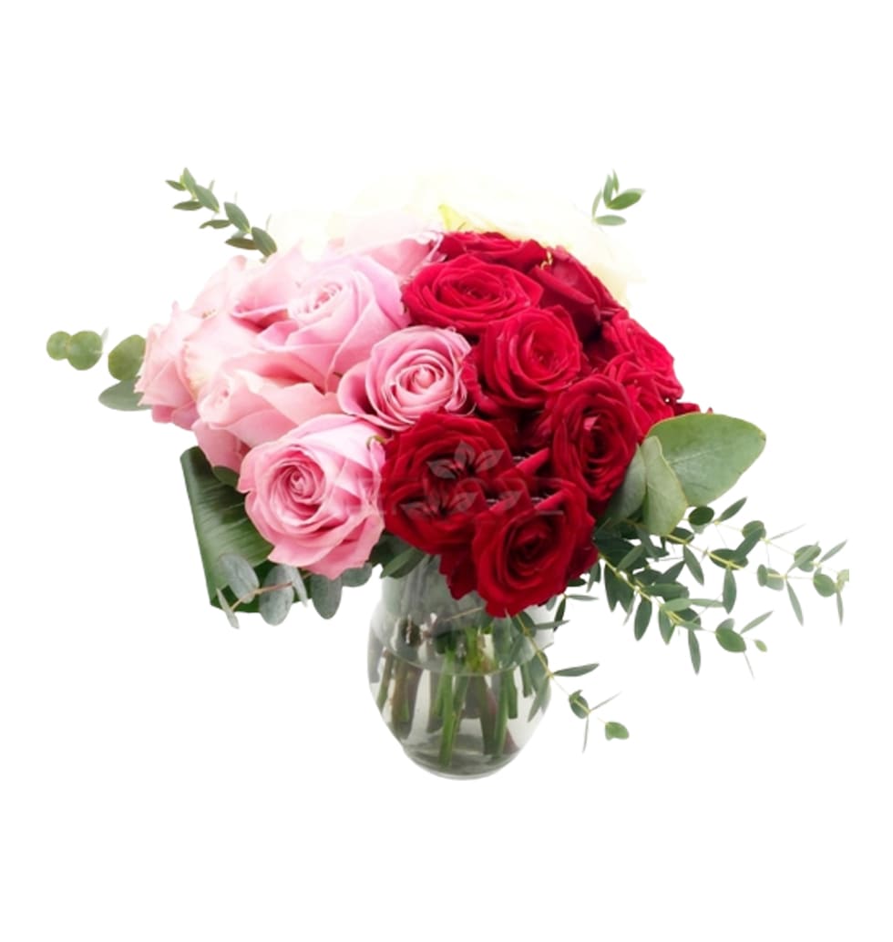 A bouquet made of roses that incorporates three di...