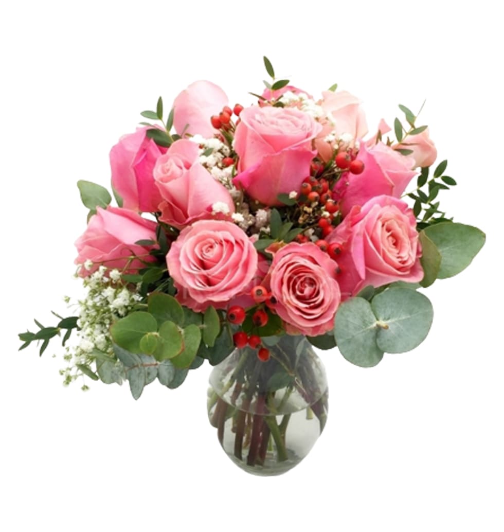 Give this magnificent bouquet of pink roses and re...