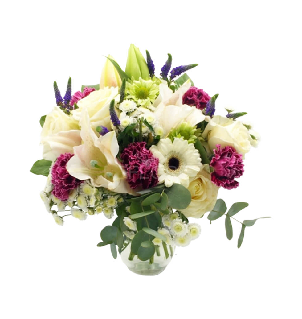 This bouquets variety of flowers gives you the imp...