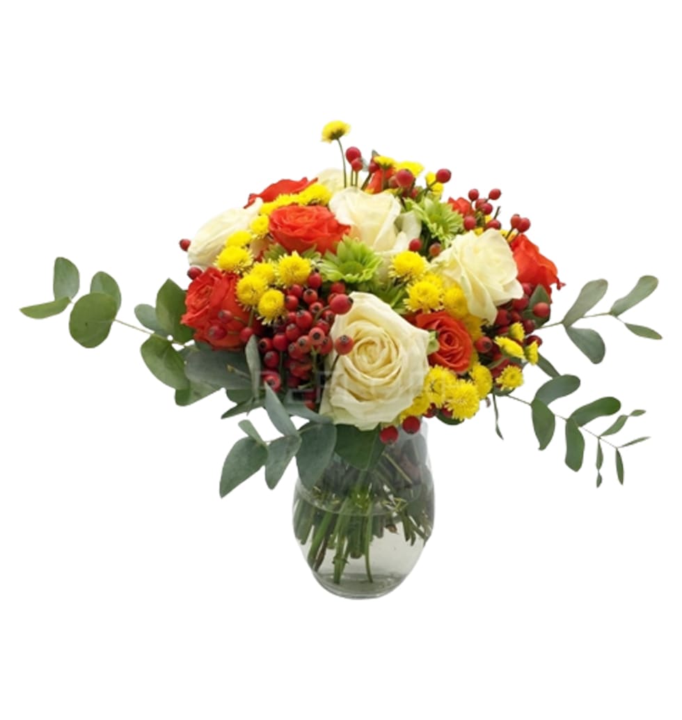 Joyful and vivacious bouquet of santini, berries, ...