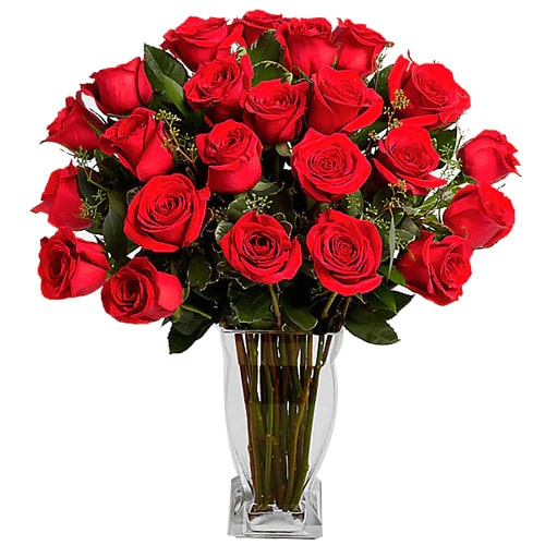 Radiant Long Live Love 24 Red Roses in a Vase