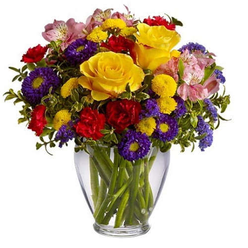 Enchanting Mixed Flowers Festooned in a Vase
