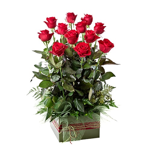 Artistic 12 Red Roses Arrangement