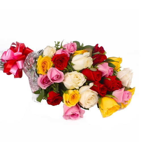 Artistic Love Delight 12 Mixed Roses Arrangement