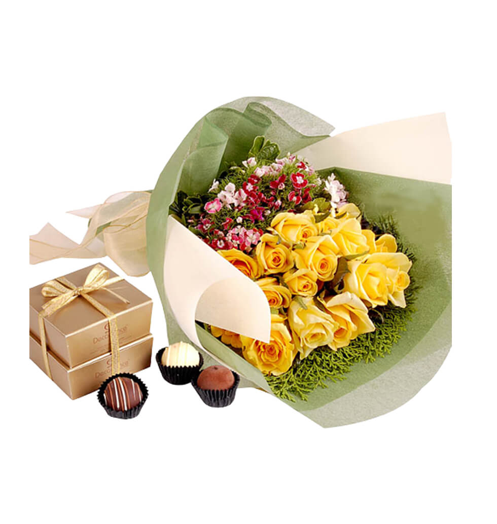 Delightful Chocolate withflower bouquet