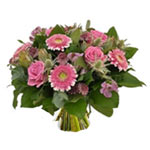 Bouquet of beautiful pink roses and gerberas ao make this whole a beautiful crea...