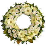 Sophisticated Seasonal Flower Wreath in Blue