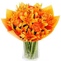 Orange Lilies and Roses
