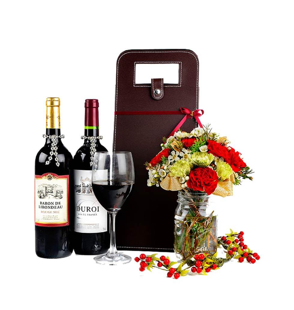 Classy Floral Wine Hamper