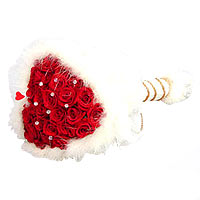 36 stem fresh red roses are handtied with pure whi...
