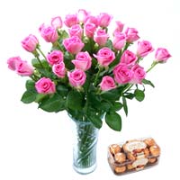 Pink Rose Vase30 + Chocolate