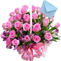 Pink Roses in a basket  ......  to Cheongju_southkorea.asp