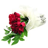 12 Red Roses with greens in bouquet  ......  to South Gyeongsang_southkorea.asp