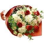 Mix Flowers 12 stem red roses and white  seasonal ......  to gyeongju
