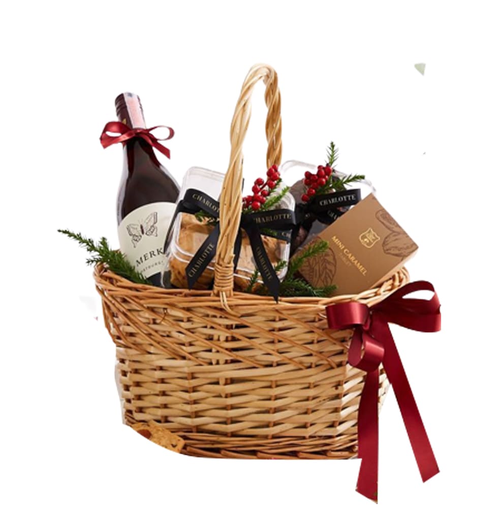 Elegant Alcohol Basket With Snacks