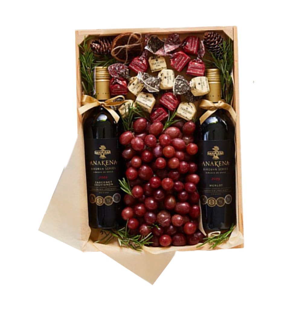 Fruit Filled Chocolate Wine Basket