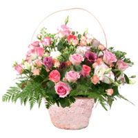 Beautiful Pink Flower Basket